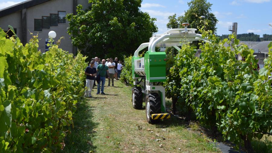 Modelo de robot TED, especializado para operar en viñedos, nunha demostración na EPS de Enxeñaría