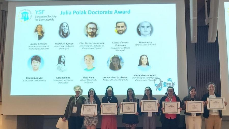 A entrega de premios realizouse na edición número 33 do Congreso Anual da Sociedade Europea de Biomateriais que se desenvolveu en Davos, Suíza