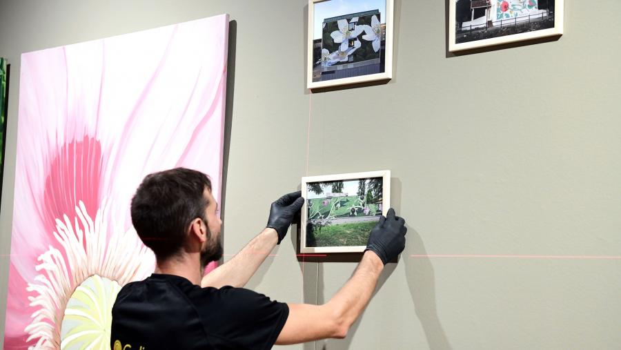 Montaxe da exposición ‘Un rastro de furia e algas’. FOTO: Santi Alvite