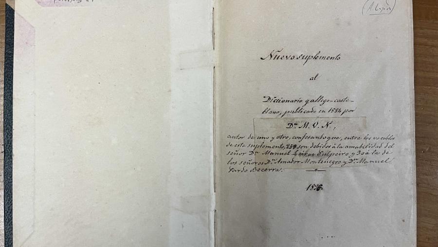 Manuscrito 'Nuevo suplemento al Diccionario Gallego-Castellano' do fondo documental Valladares Núñez