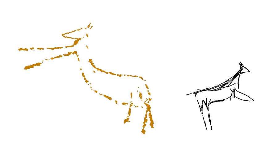 Comparativa de gravados do val do Côa e de Cova Eirós (CEPI-P6 e JE13-23)