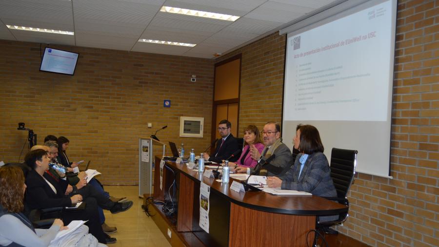 Miranda, López Couso, Antonio López e Pilar Bermejo, na presentación de EUniWell en ADE