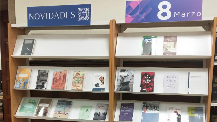 Fotografía do centro de interese 8M na biblioteca Xeral da USC