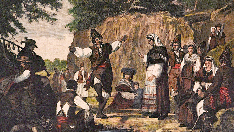 Muiñeira representada no gravado que Mariano Ovejero realizou do cadro de Dionisio Fierros de 1858