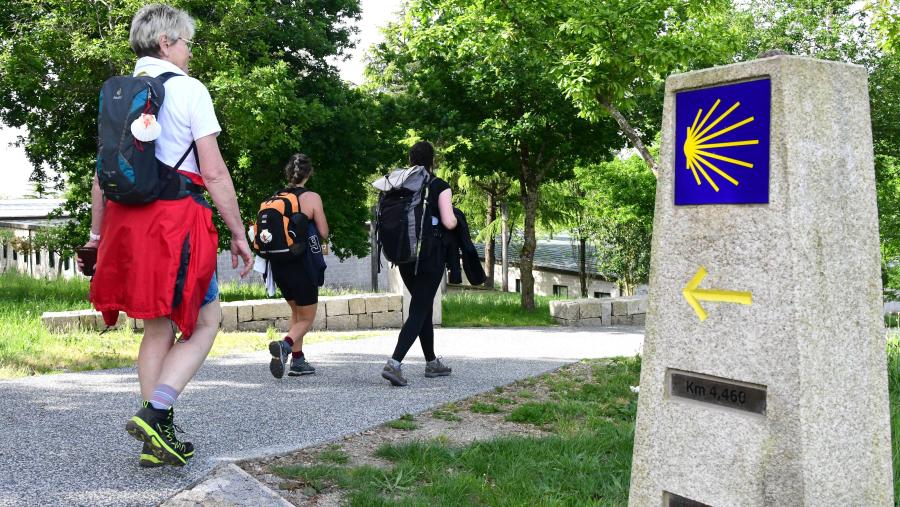Un grupo de persoas percorre unha das rutas xacobeas. FOTO: Santi Alvite