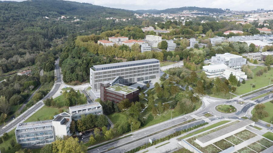 Recreación virtual do futuro edificio da primeira fase, no que se incluirá a Facultade de Farmacia