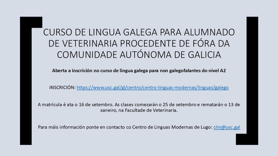 Curso de lingua galega para non galegofalantes nivel A2. O prazo de inscrición remata o 16 de setembro.