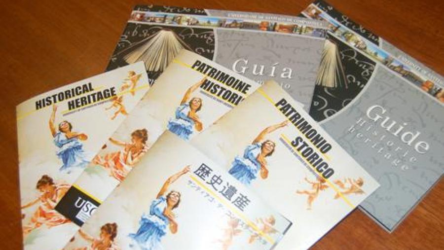 A USC editou folletos de apoio ás visitas en alemán, xaponés, galego, español e inglés