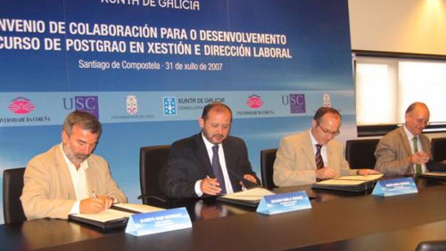 A Consellaría de Traballo acolleu o acto de sinatura do convenio para a creación do posgrao en Xestión e Dirección Laboral