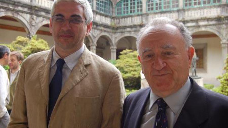 Elias J. Torres e Xesús Alonso Montero no Colexio de Fonseca