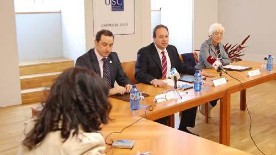 Momento da presentación do acordo asinado entre a USC, o Concello de Cospeito e a Asociación de Empresarios de Muimenta