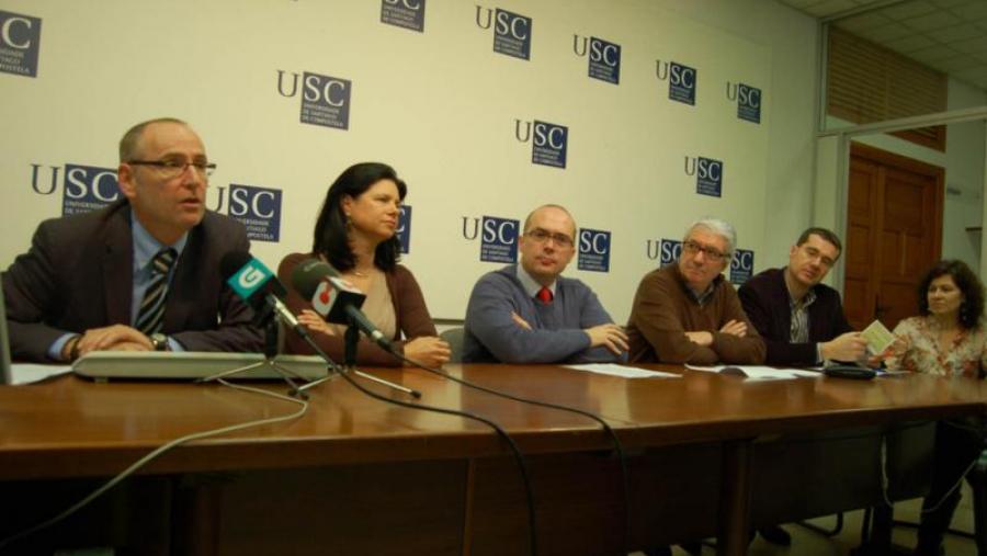 De dereita a esquerda, Isabel Vaquero, Xesús Rodríguez, Bieito Silva, Javier Garbayo, Lourdes Noya e Juan Blanco