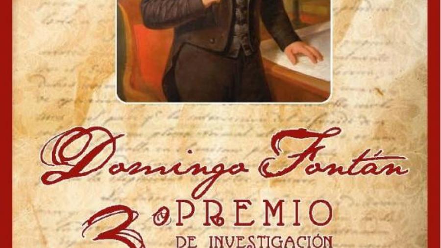 Portada do tríptico anunciador da convocatoria dos III Premios de Investigación Histórica Domingo Fontán
