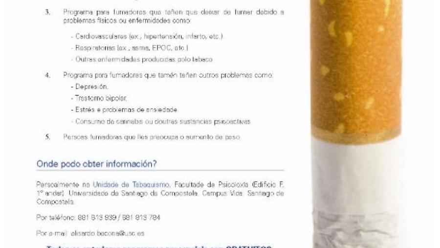 Cartel do programa ¿Queres deixar de fumar?