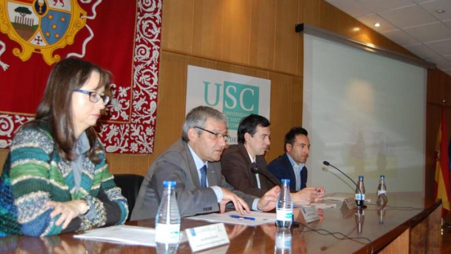 Cleofé Pérez, García Herradón, Martínez Ageitos e José Antonio López, na presentación das xornadas sobre nutrición en Ciencias