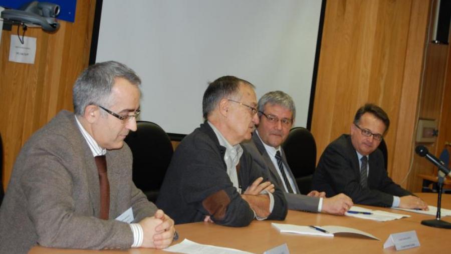 Dafonte, Giráldez, García Herradón e Bueno, na inauguración de ZNS'13 na Politécnica