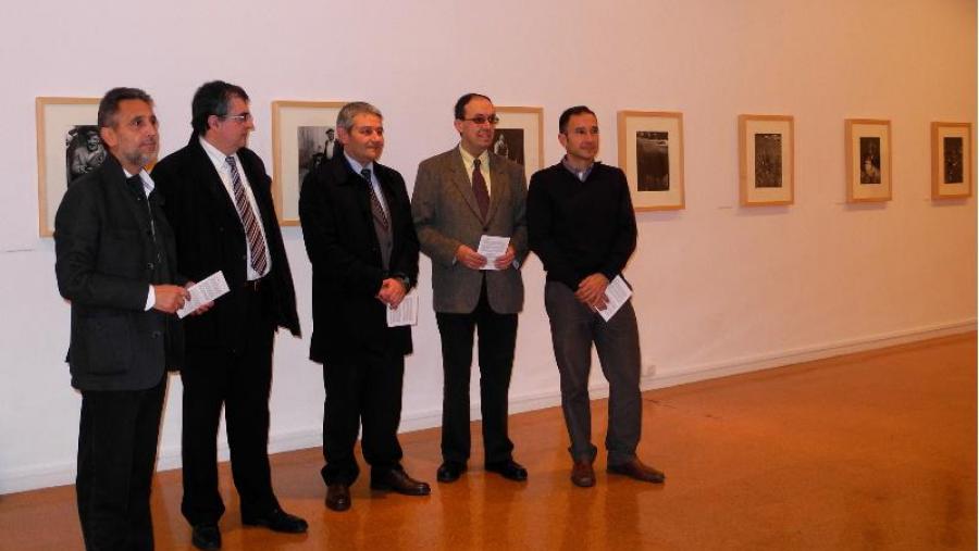 Ochoa, Ramil, García Herradón, Chamosa e Ordóñez, na apertura da mostra no Albéitar de León