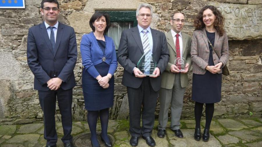 De esquerda a dereita, Manuel Varela, director da Axencia Galega de Innovación; Carme Pampín, presidenta de Bioga; Luis Sánchez, director xeral de Lonza Biologics; Faustino Gómez, investigador de...