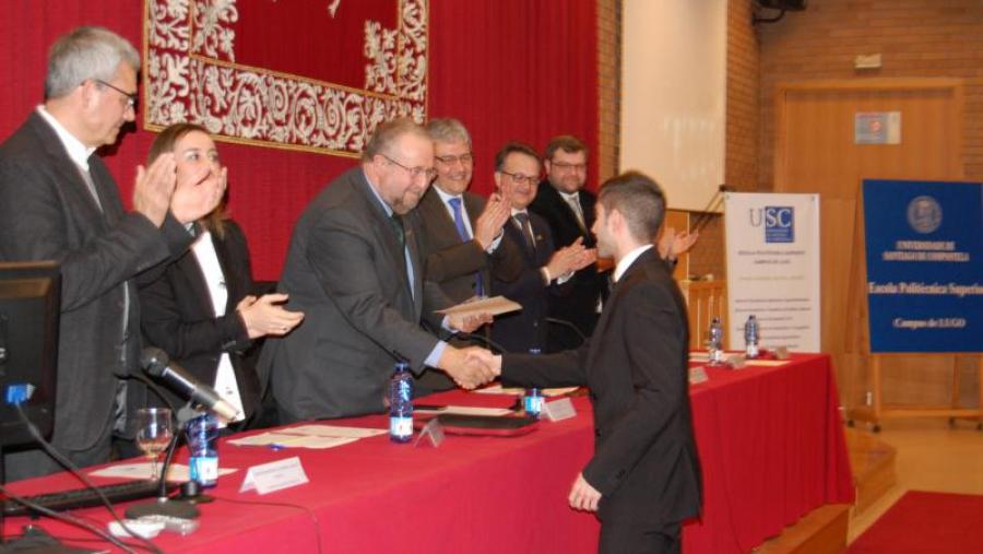 Durán Fuentes, Vázquez Mourelle, López Orozco, Gacía Herradón, Bueno Lema, Santos e Gázquez, na Escola Politécnica