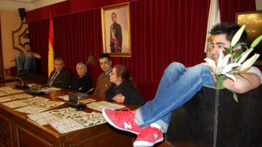 García Herradón, Basadre, Outeiro e Lugilde, na presentación do XX Festival de Teatro Universitario de Lugo