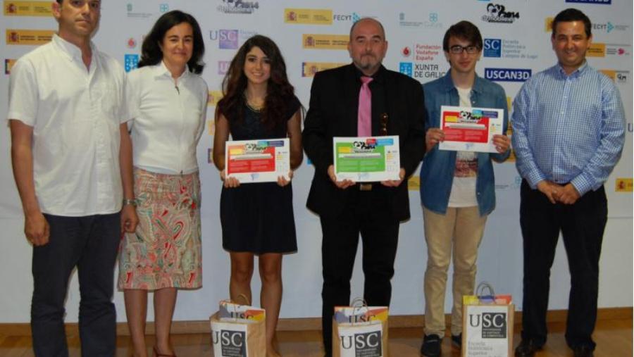 De esquerda a dereita, Cuesta, Gil, Cabello, Luis Ortiz, Bethencourt, e Juan Ortiz, na Escola Politécnica