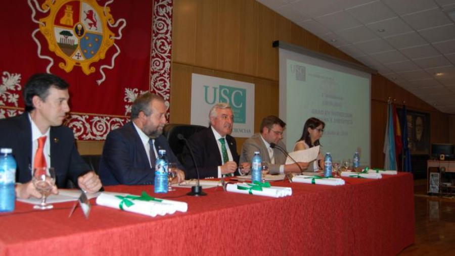 Ageitos, Orozco, Viaño, Santos e  Díaz, na Facultade de Ciencias