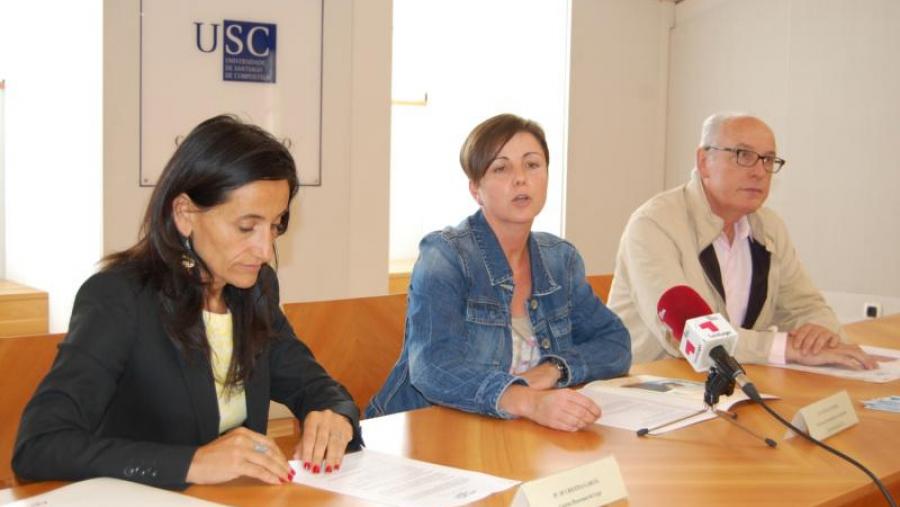 María Cristina García, Fátima Teixeiro e Manuel Varela, na presentación da III Xornada contra a Trata