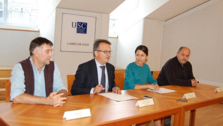 Pouliquen, Bueno Lema, López Alonso e Neia Seijo, na presentación das xornadas