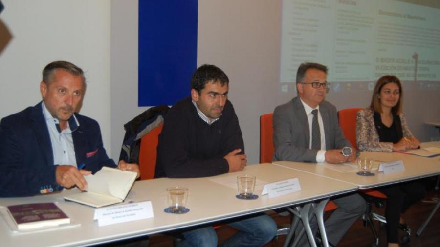 Miranda, Piñeiro, Bueno e Teijeiro, na presntación do VI Mästerterra na sede do Ibader