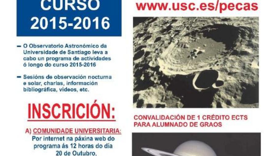 A matrícula para o programa de extensión cultural de astronomía, este martes 20