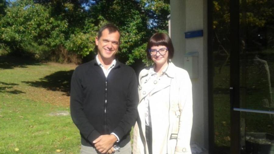 Tomás Cuesta e Veronika Krutilova, na Escola Politécnica Superior do campus de Lugo