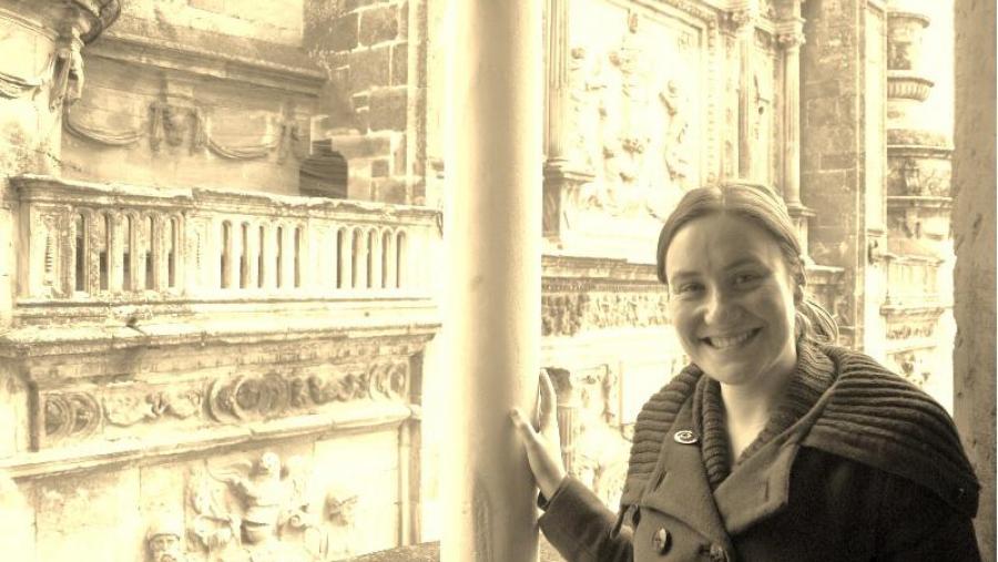 Patricia Cupeiro no Parador de Úbeda, durante o traballo de campo para a tese