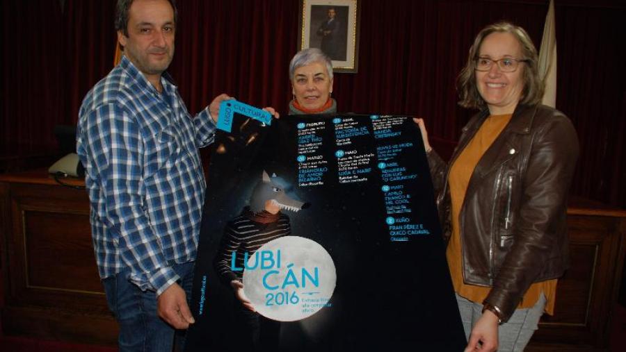 Ferreiro, Basadre e Silva, co cartel do Lubicán 2016