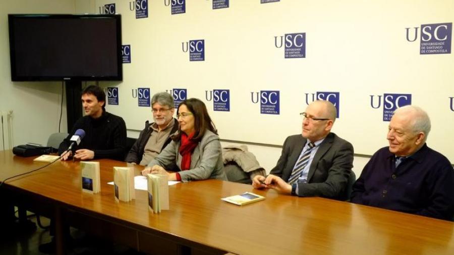 De esquerda a dereita, Jorge Mira, Salvador Bará, Dolores Álvarez, Juan L. Blanco Valdés e Francisco Díaz-Fierros (Foto: SERVIMAV-USC)