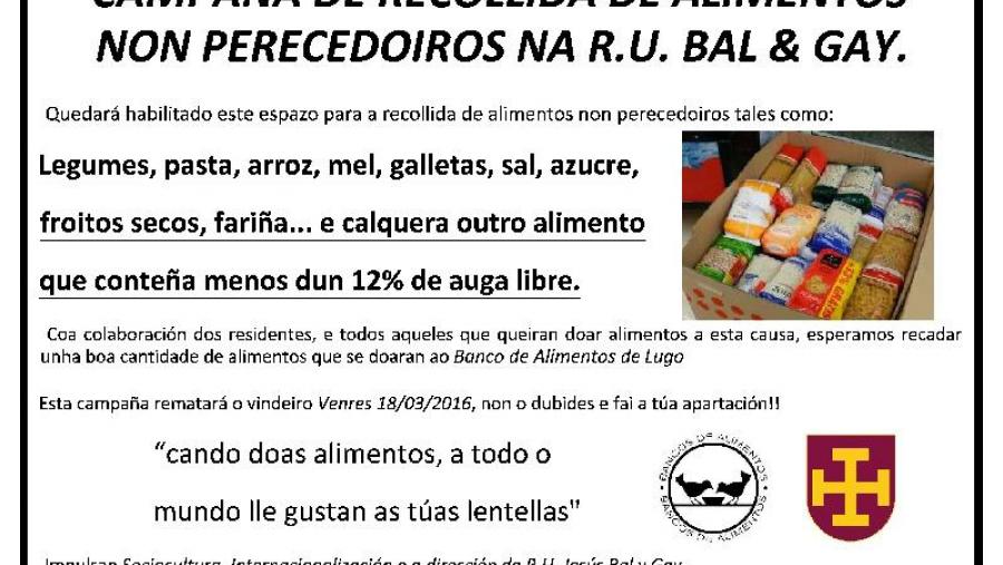 Cartaz da campaña de recollida de alimentos non perecedoiros