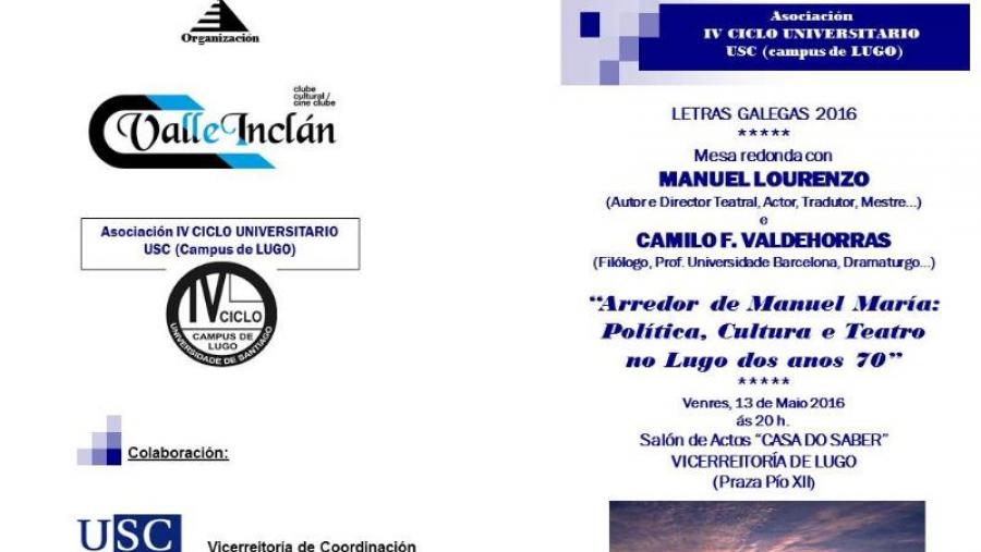 Cartaz da sesión conmemorativa do Día das Letras Galegas 2016