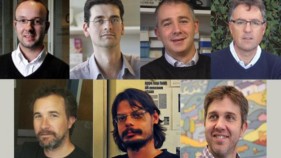 De esquera a dereita: Javier Montenegro, Rubén Nogueiras, Miguel López e José L. Mascareñas (arriba); Carlos Salgado, Diego Martínez e Francisco Rivadulla