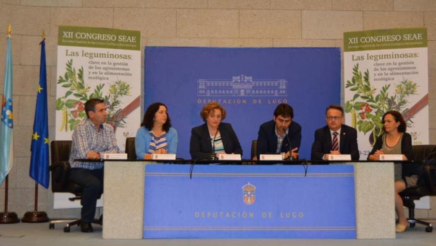 De esquerda a dereita, Fernández, Do Campo, López Izquierdo, Piñeiro, Bueno e Raigón, no lugués Pazo de San Marcos