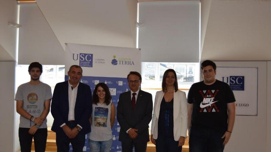 Gallo, Campos, Fariñas, Bueno, Méndez e Gómez, na presentación da campaña 'Para estudar Lugo'