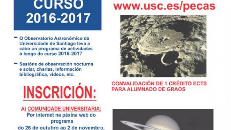 Aberto o prazo de inscrición do Programa de Extensión Cultural de Astronomía