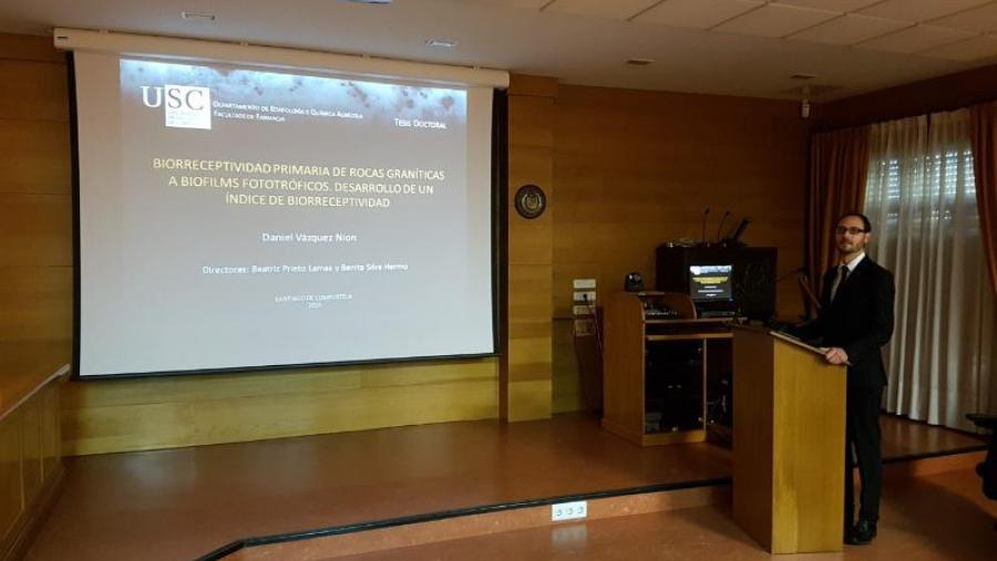 Daniel Vázquez, na defensa da súa tese de doutoramento