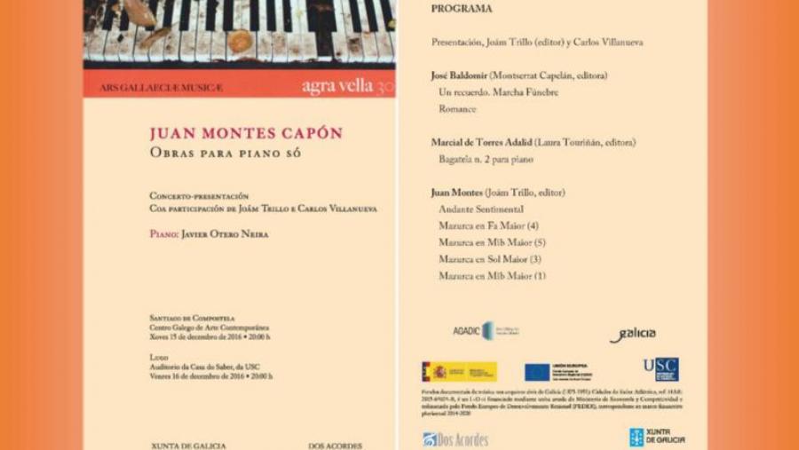 Recuperan o repertorio para piano do compositor Juan Montes, con concertos en Santiago e Lugo