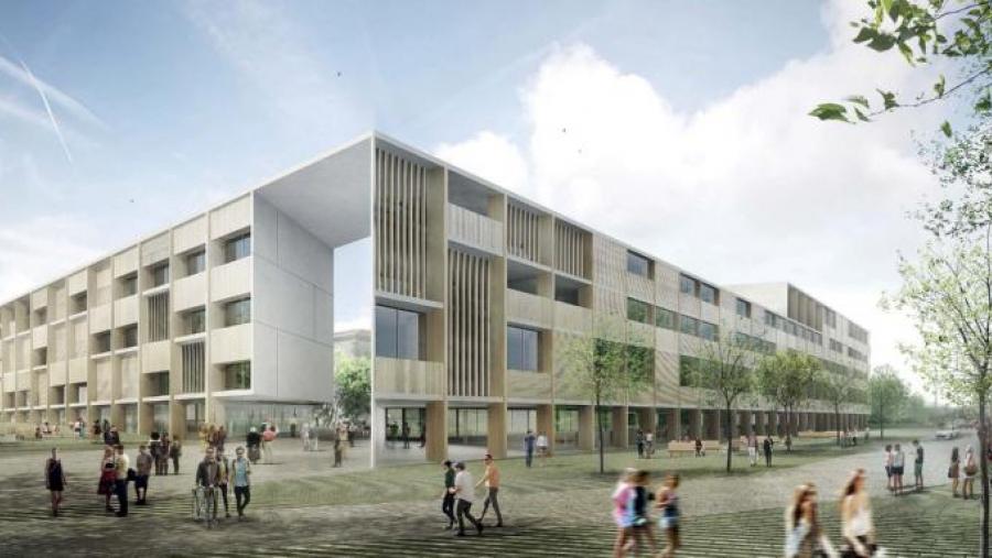 Vista xeral da fachada do futuro complexo de edificios