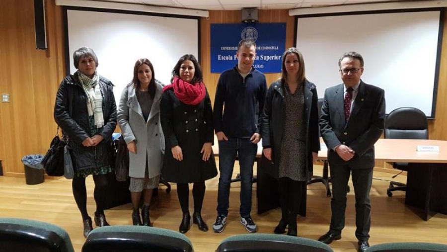 De dereita a esquerda, Javier Bueno, Lara Méndez, Alberto Santín, Verónica Gómez, Inés Santé e María Dolores Fernández