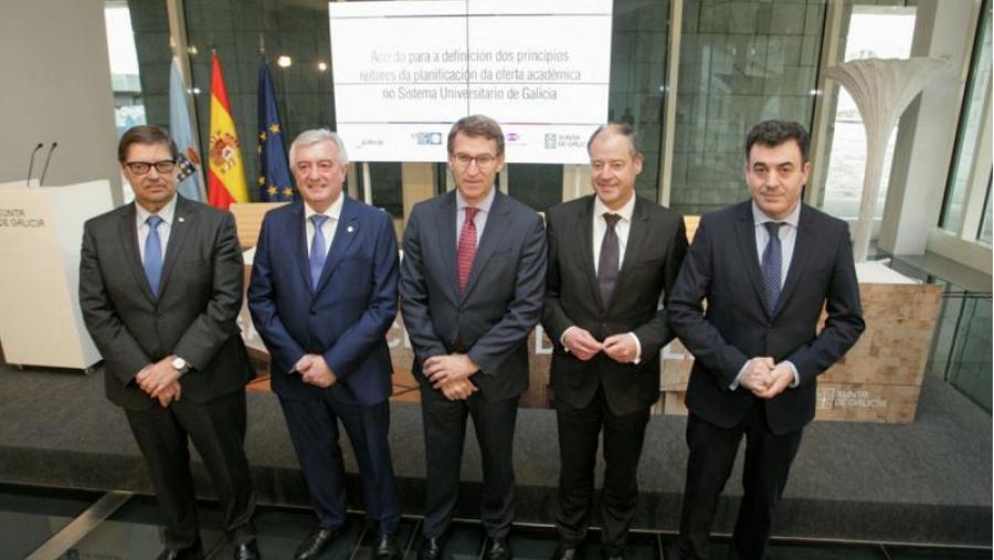 De esquerda a dereita Julio Abalde, Juan Viaño, Alberto Núñez, Salustiano Mato e Román Rodríguez. Foto: Xunta