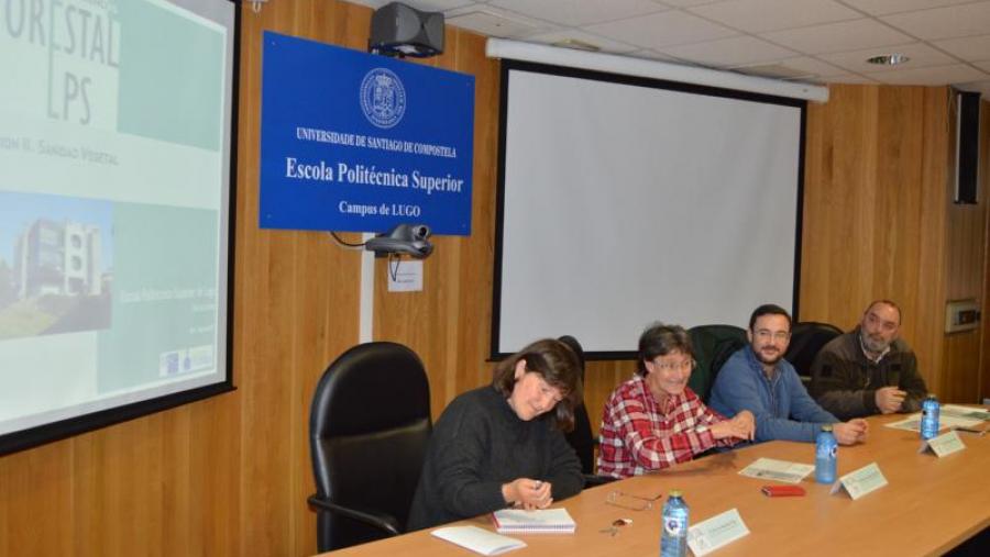 De esquerda a dereita, Lombardero, Cabaleiro, Amador e Blond, na Escola Politécnica Superior