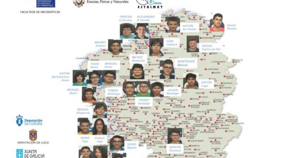 Mapa coa procedencia da 11ª promoción de Estalmat-Galicia