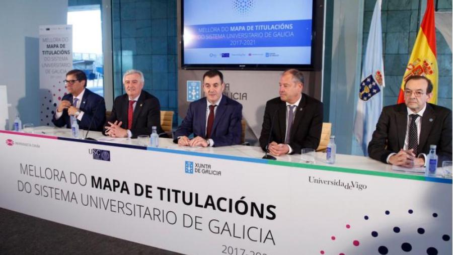 De esquerda a dereita, Julio Abalde, Juan Viaño, Román Rodríguez, Salustiano Mato e Alberto Díez de Castro. Foto: Xunta de Galicia