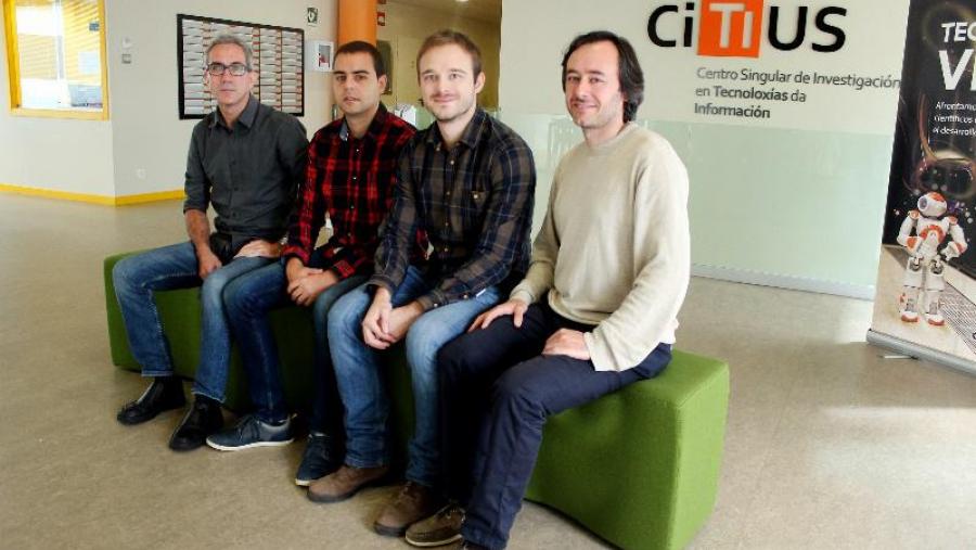 Os membros do Programa de e-Saúde do CiTIUS, de esquerda a dereita, Paulo Félix, Tomás Teijeiro, Constantino García e Daniel Castro. Foto: Andrés Ruiz / CiTIUS