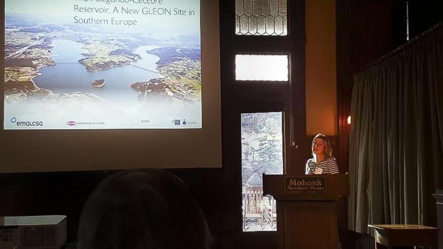 Carmen Cillero, na presentación da candidatura do encoro de Cecebre en Nova York